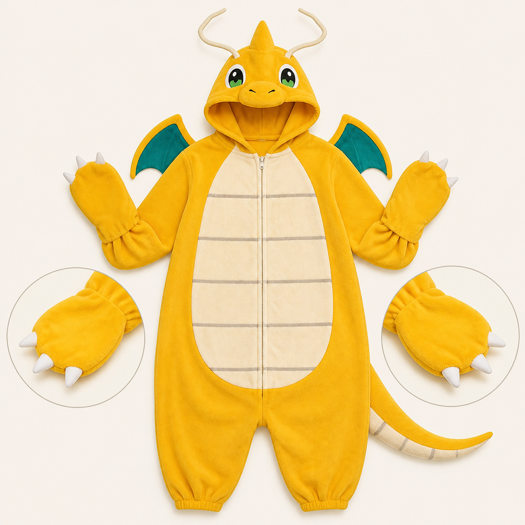Golden Winged Dragon Kigurumi Onesie feature details