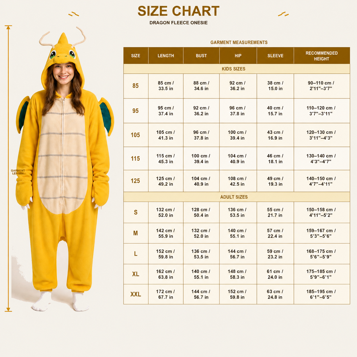Golden Winged Dragon Kigurumi Onesie fit reference v3