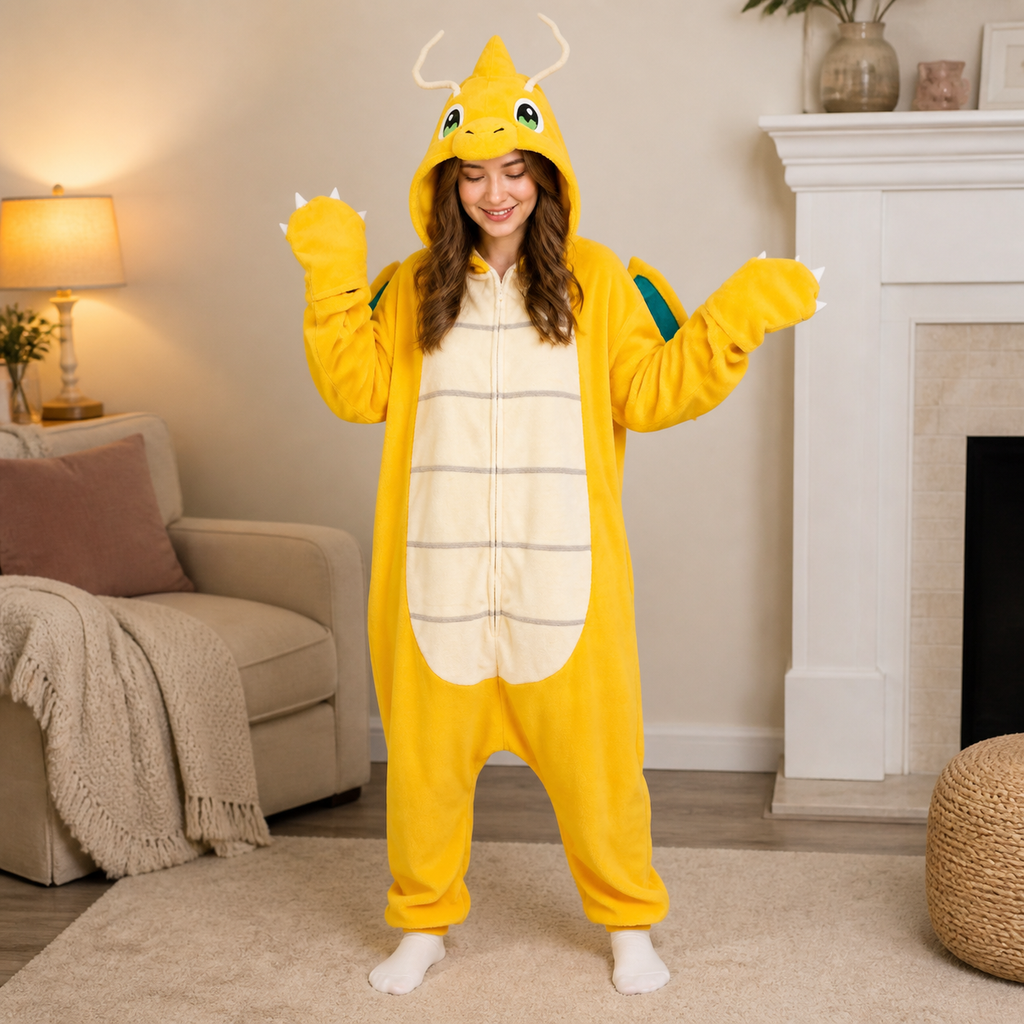 Golden Winged Dragon Kigurumi Onesie lifestyle