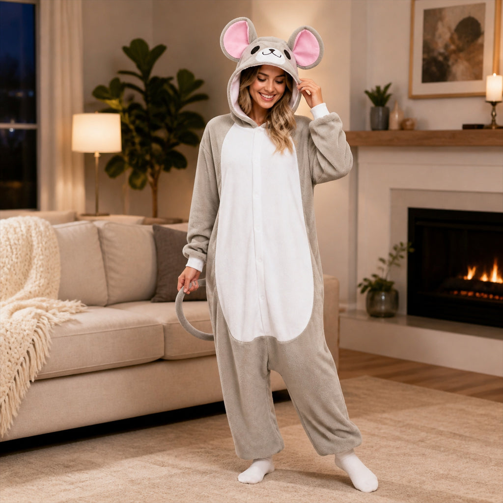 Gray Mouse Kigurumi Onesie lifestyle