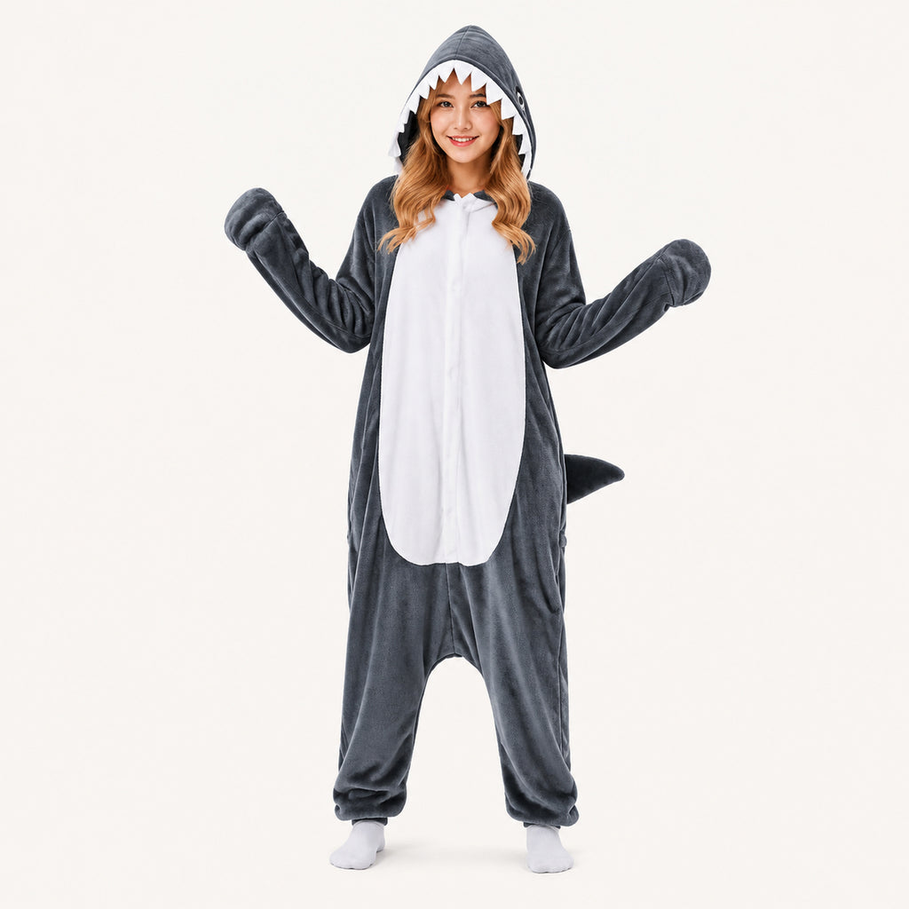 Gray Shark Kigurumi Onesie - hero
