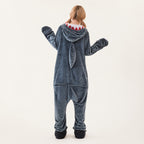 Gray Shark Kigurumi Onesie - back view