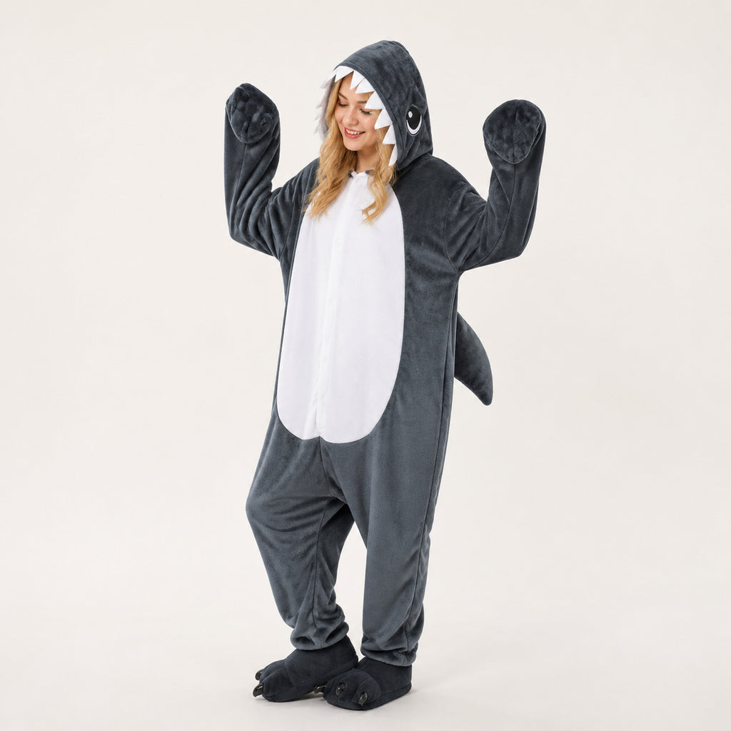 Gray Shark Kigurumi Onesie - dynamic look