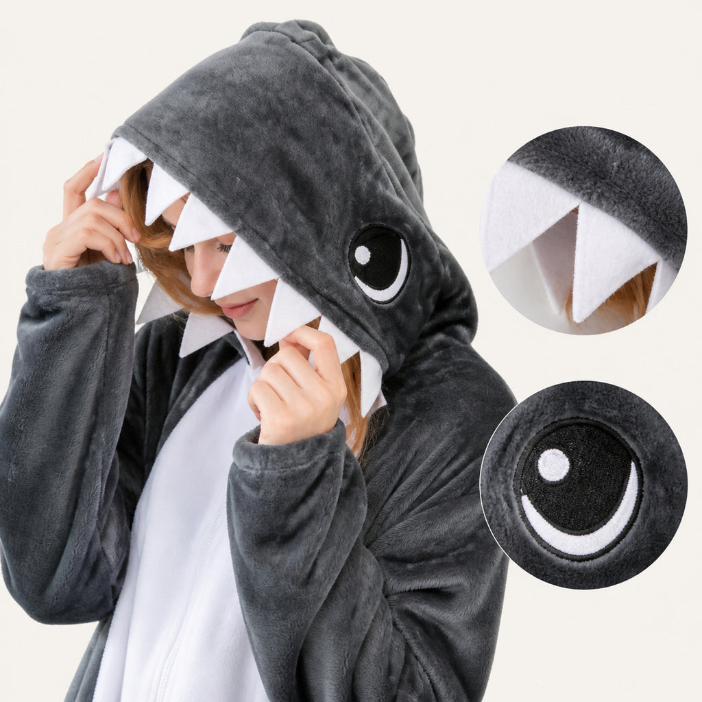 Gray Shark Kigurumi Onesie - character detail