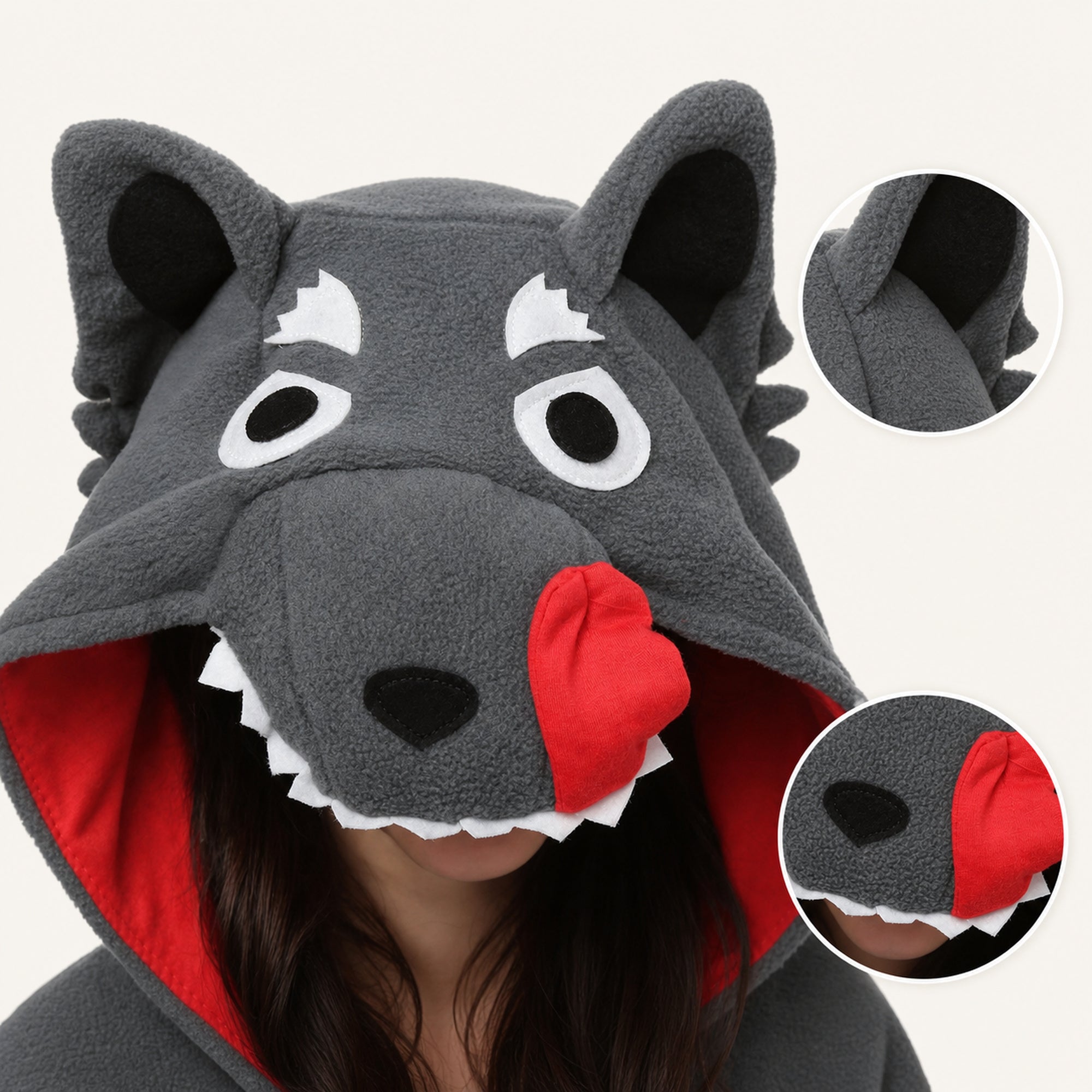 Leoxa gray wolf kigurumi onesie – 05 character detail