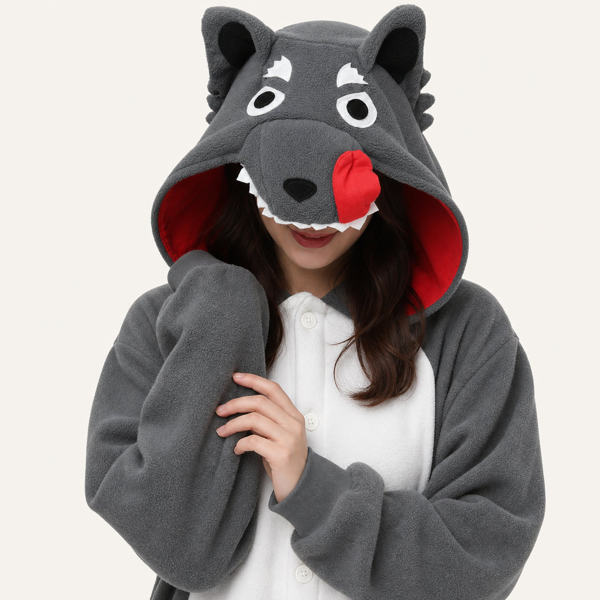 Leoxa gray wolf kigurumi onesie – 06 soft texture