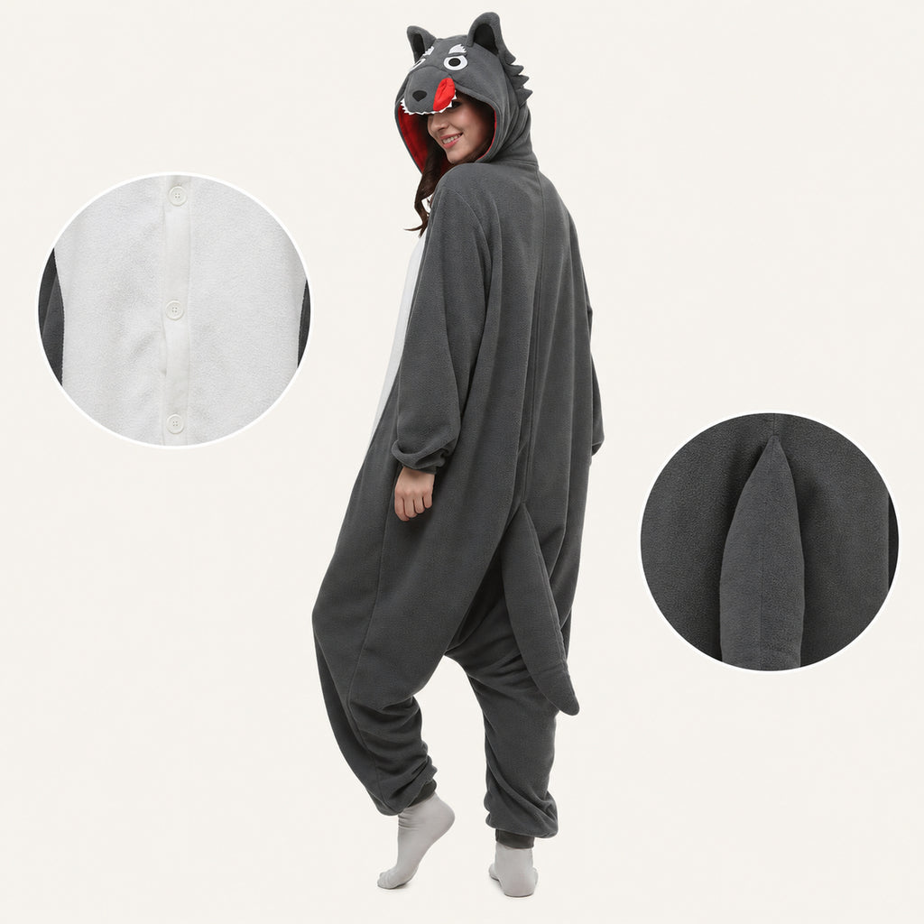 Leoxa gray wolf kigurumi onesie – 07 feature details