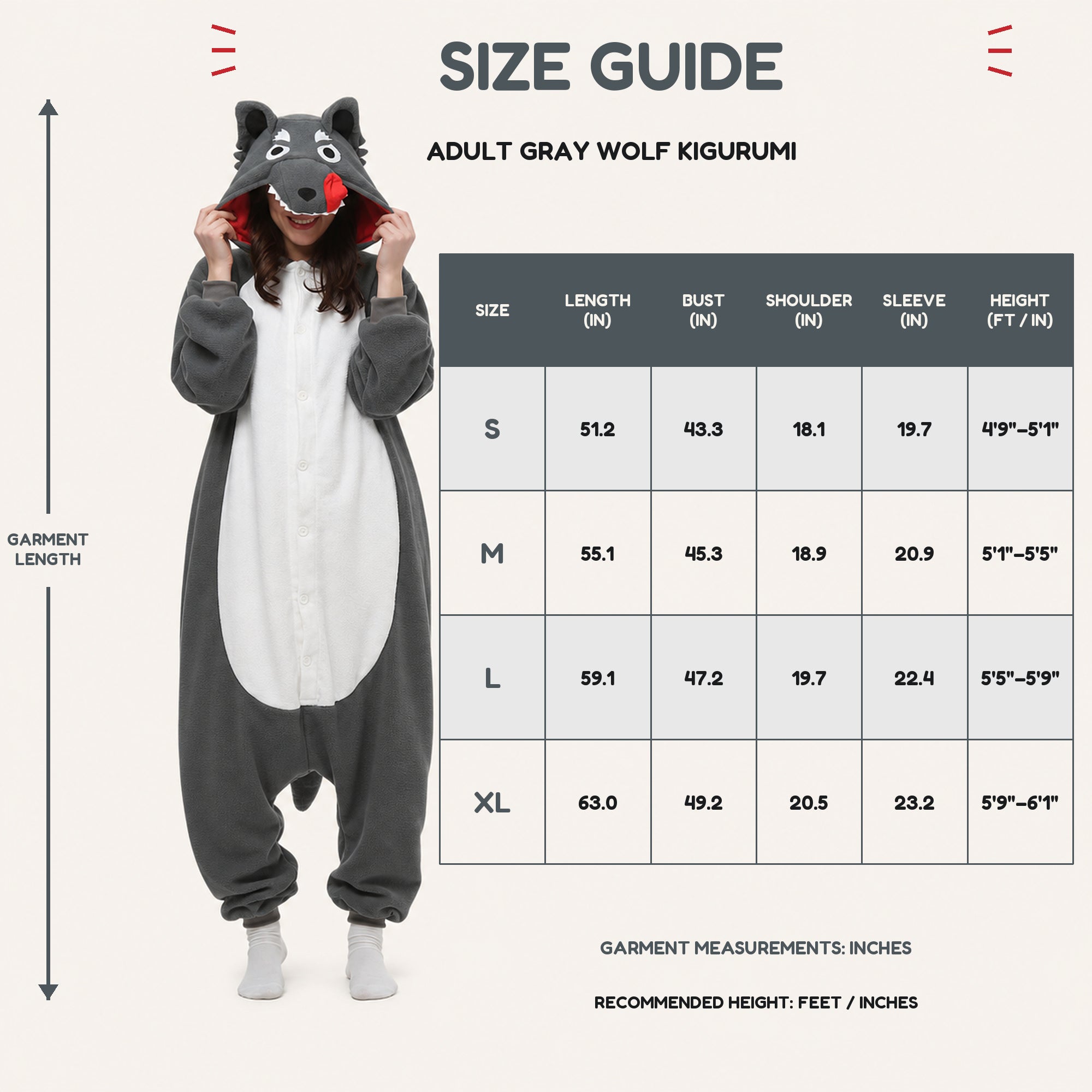 Leoxa gray wolf kigurumi onesie – 08 fit reference