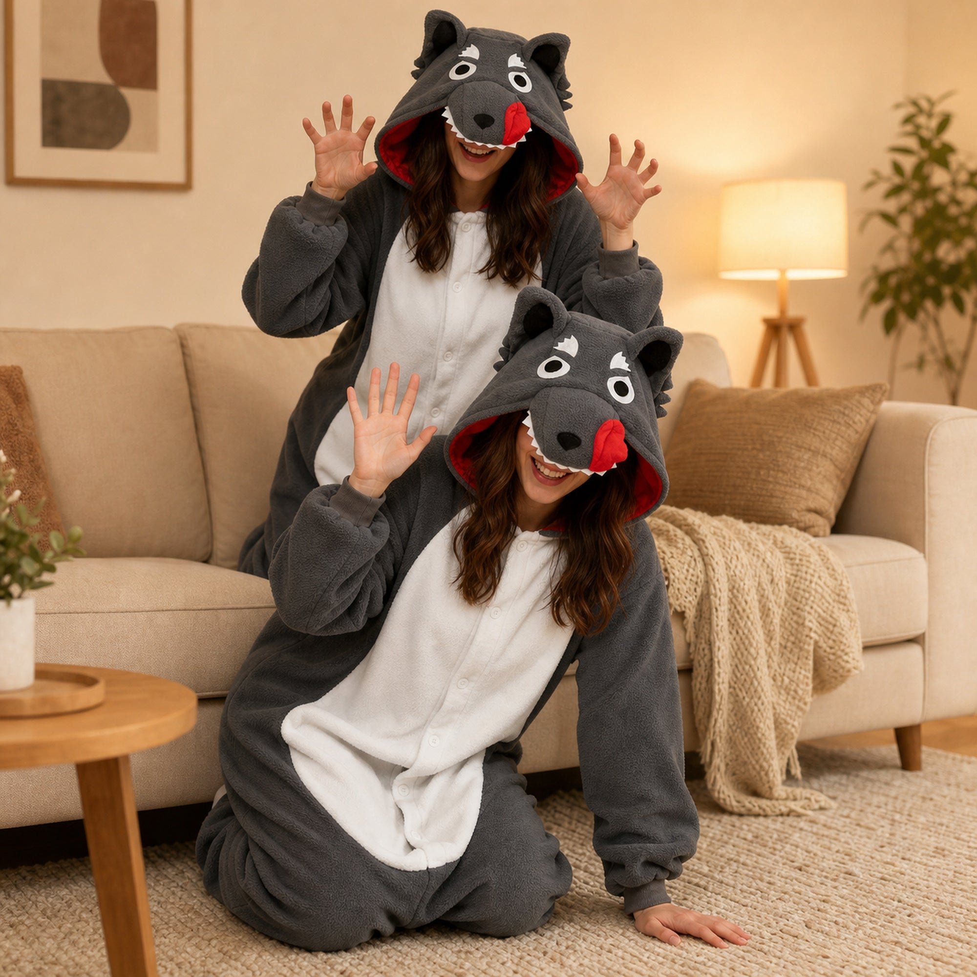 Leoxa gray wolf kigurumi onesie – 09 lifestyle