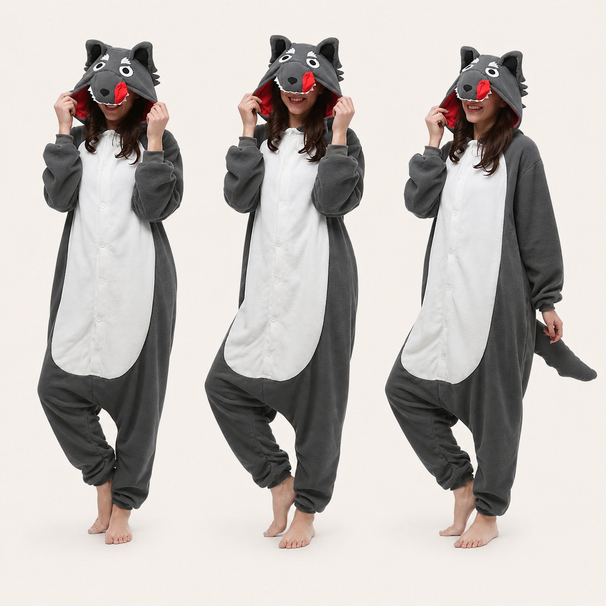 Leoxa gray wolf kigurumi onesie – 10 color lineup