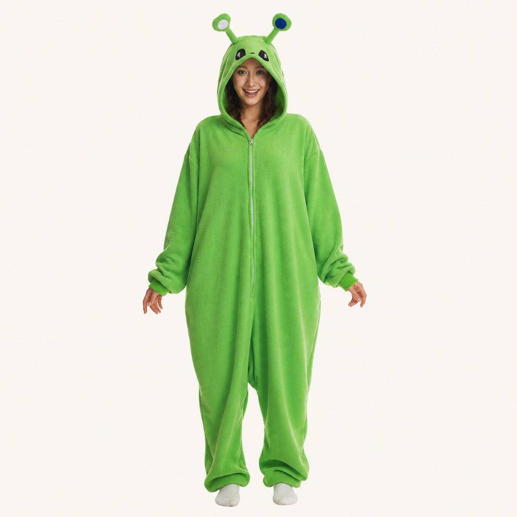 Green Alien Kigurumi Onesie - front view