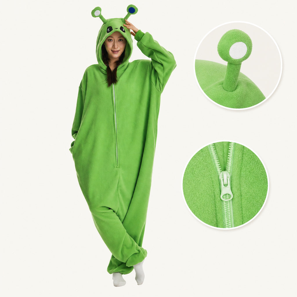 Green Alien Kigurumi Onesie - feature details