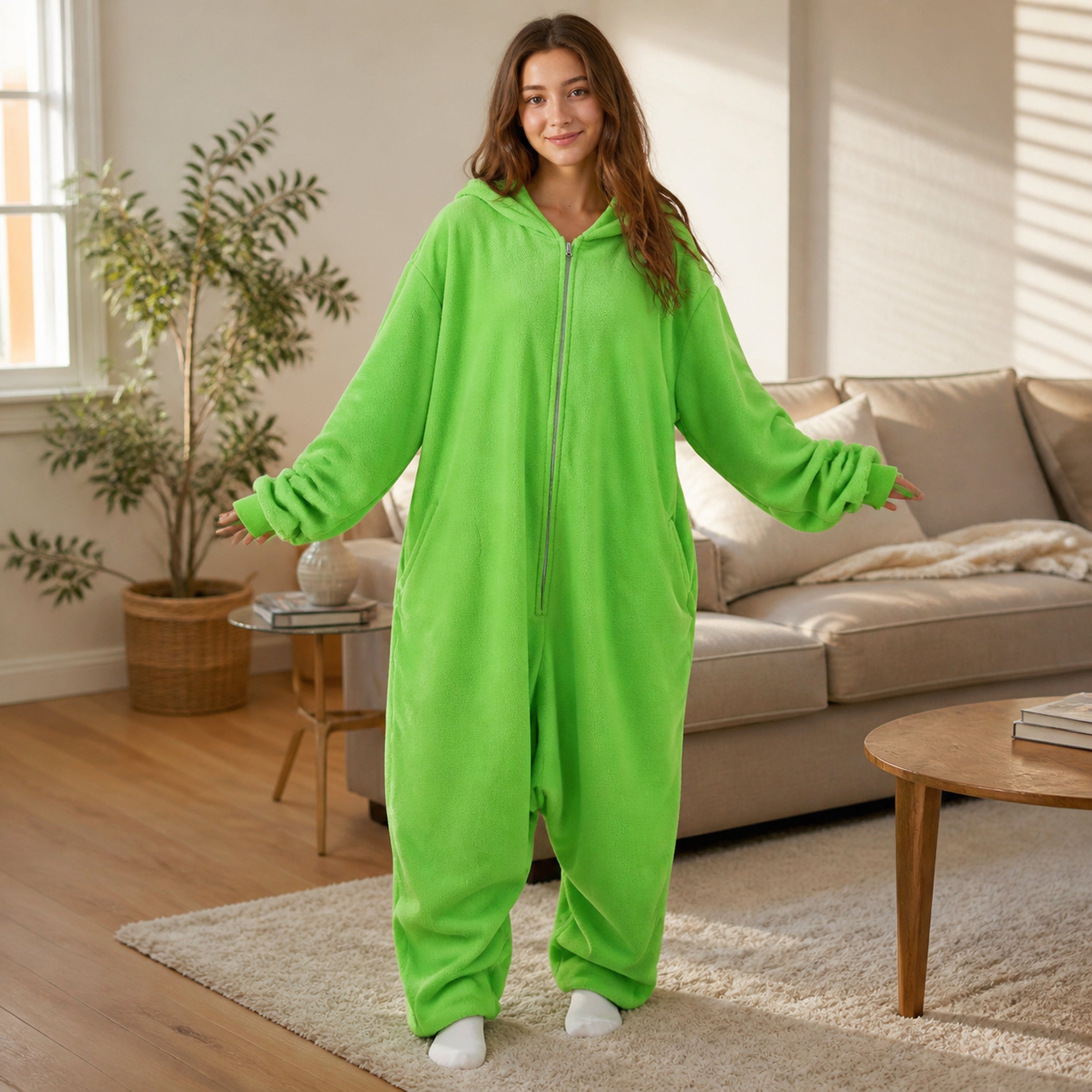 Green Alien Kigurumi Onesie - lifestyle