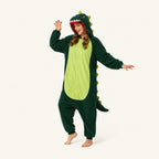 Leoxa green dinosaur kigurumi onesie – 02 dynamic look