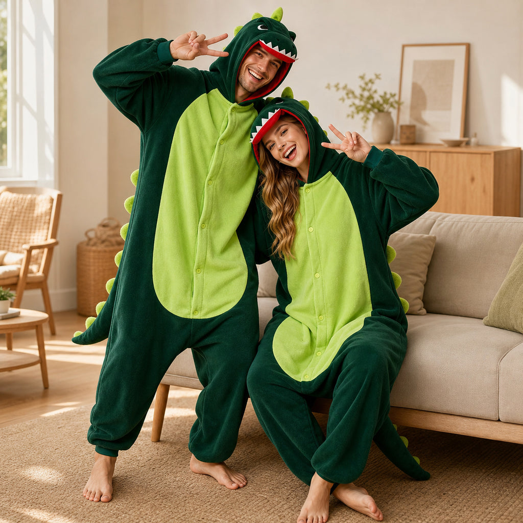 Leoxa green dinosaur kigurumi onesie – 09 lifestyle