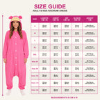 Hot Pink Creature Kigurumi Onesie size guide