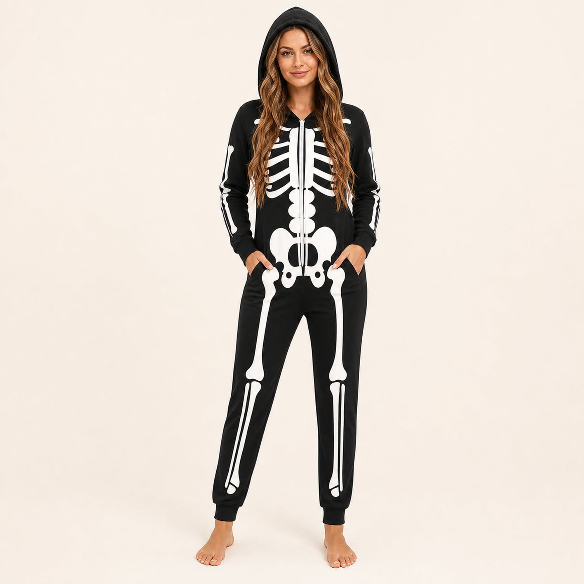 Leoxa neon skeleton hooded onesie — 01 hero