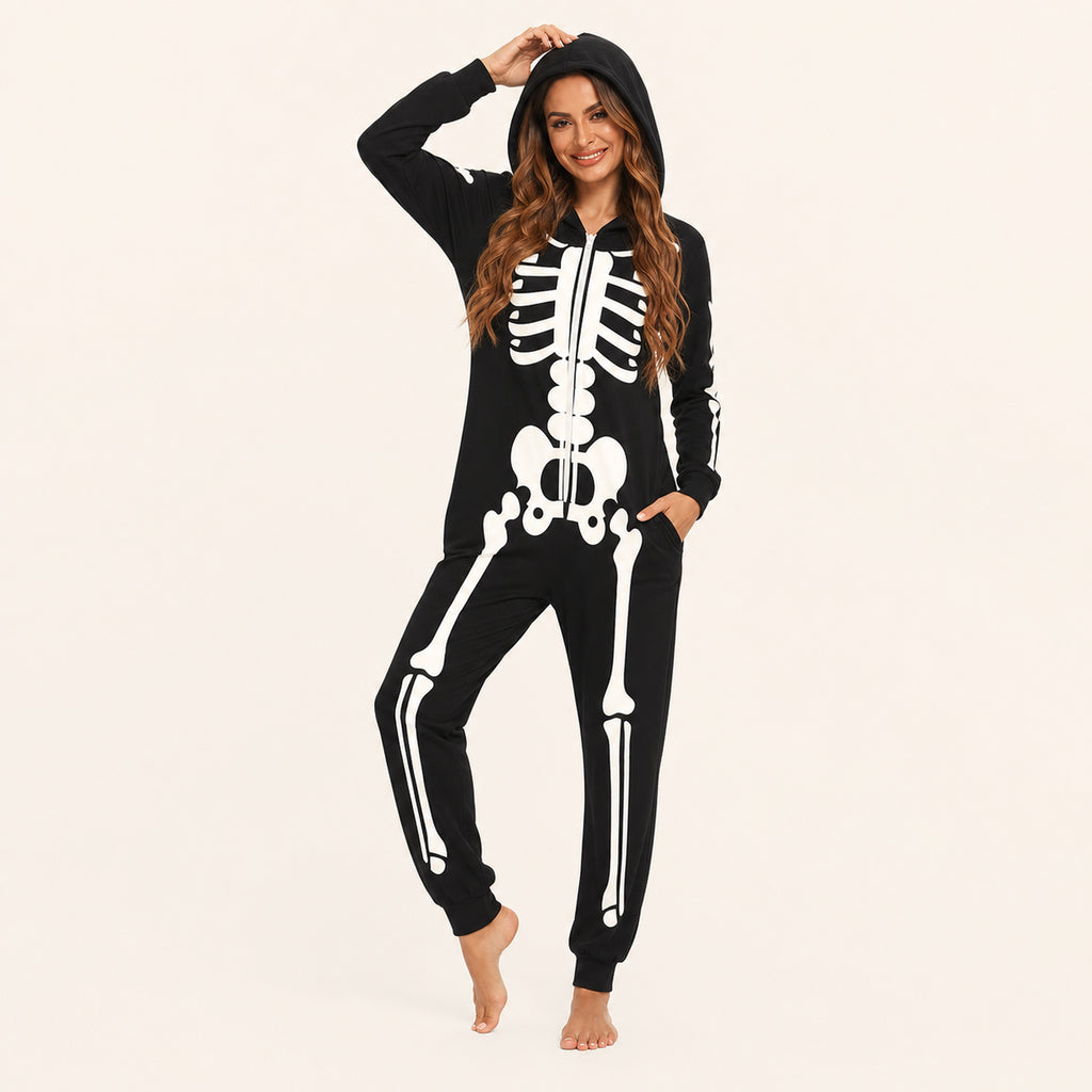 Leoxa neon skeleton hooded onesie — 02 dynamic look