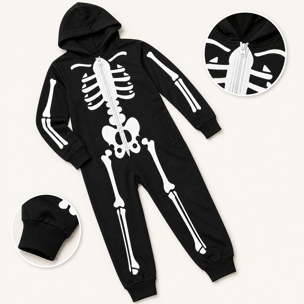 Leoxa neon skeleton hooded onesie — 07 feature details