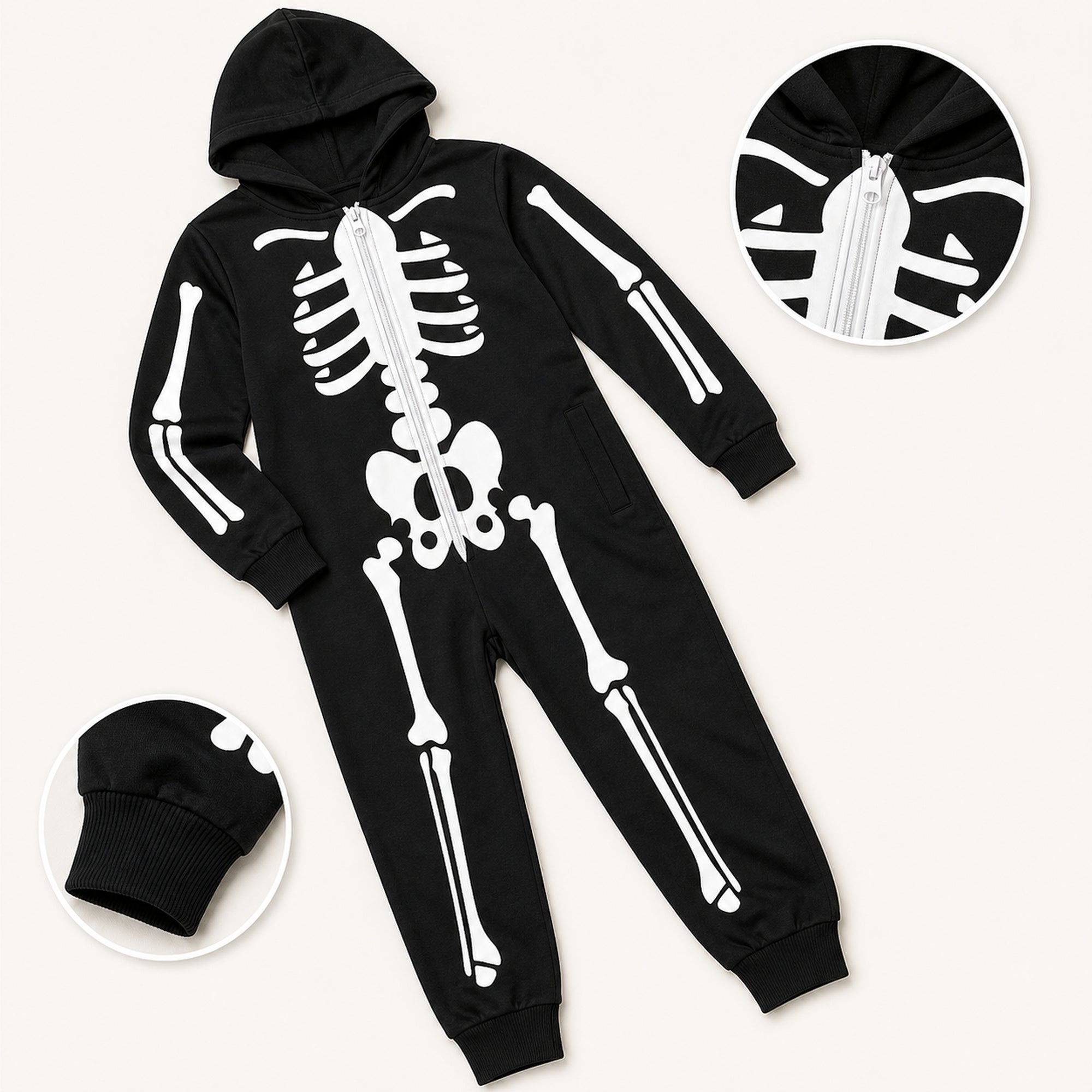 Leoxa neon skeleton hooded onesie — 07 feature details