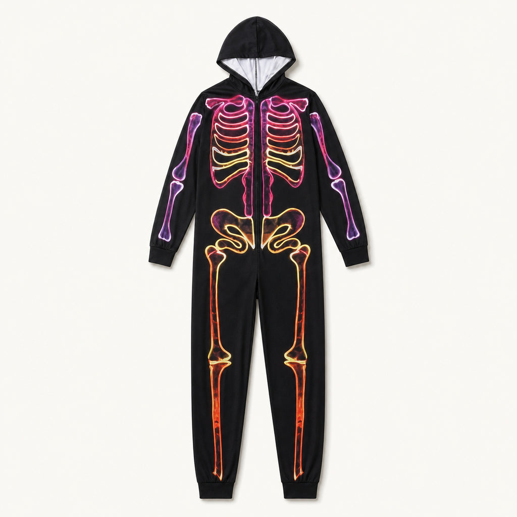 Leoxa neon skeleton hooded onesie — 12 color 02 hero