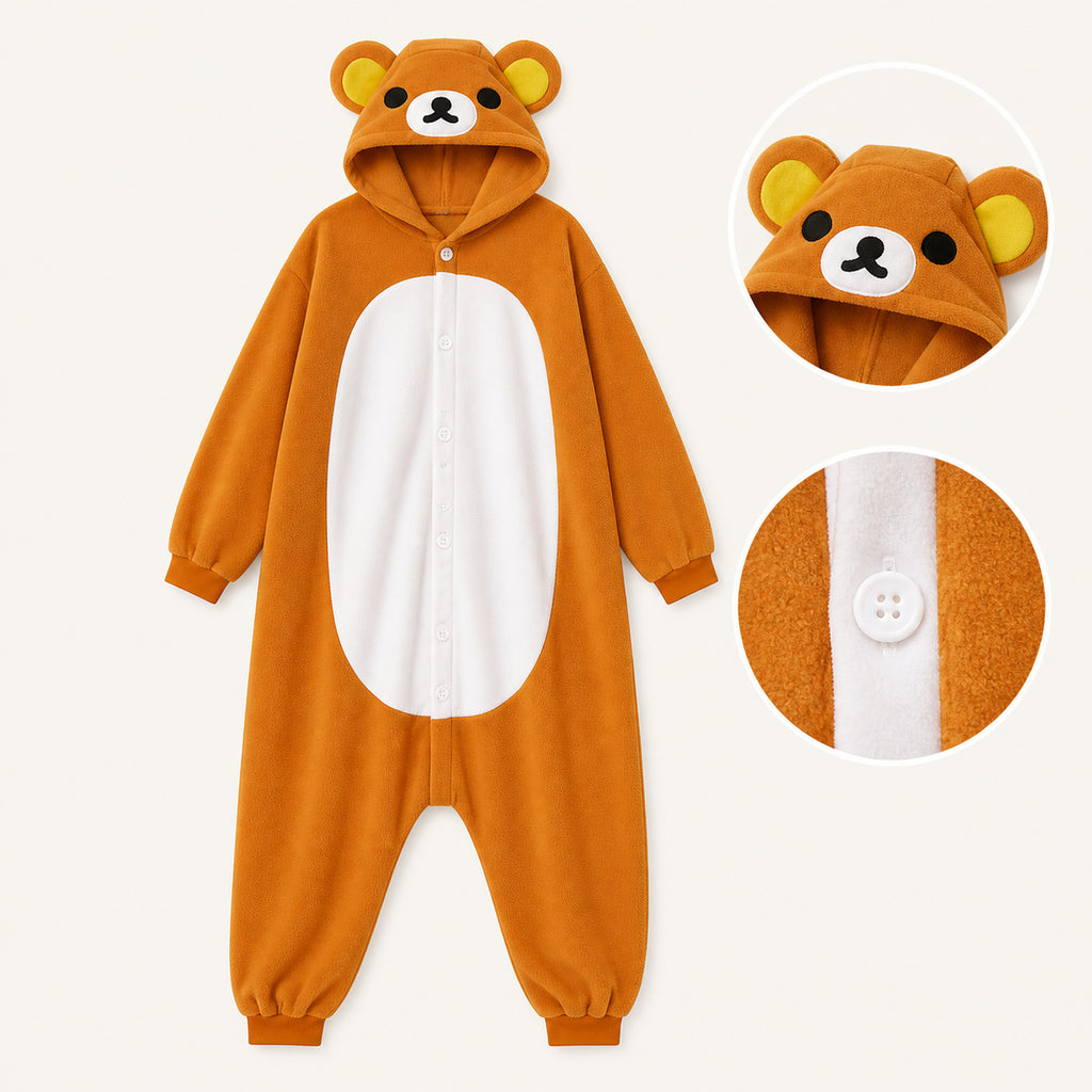 Orange Bear Kigurumi Onesie feature details v2