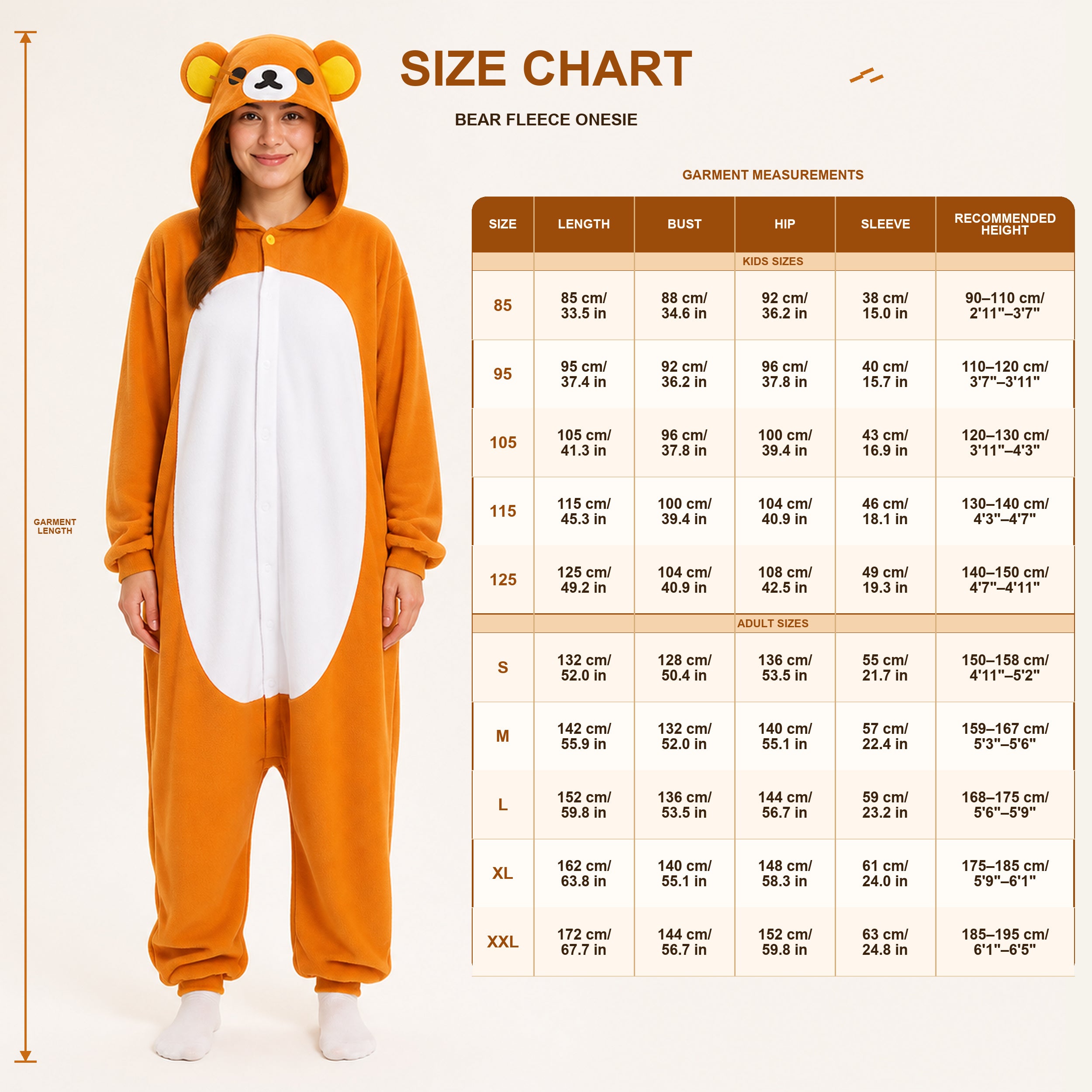 Orange Bear Kigurumi Onesie fit reference