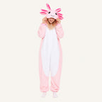 Pink Axolotl Kigurumi Onesie - front view