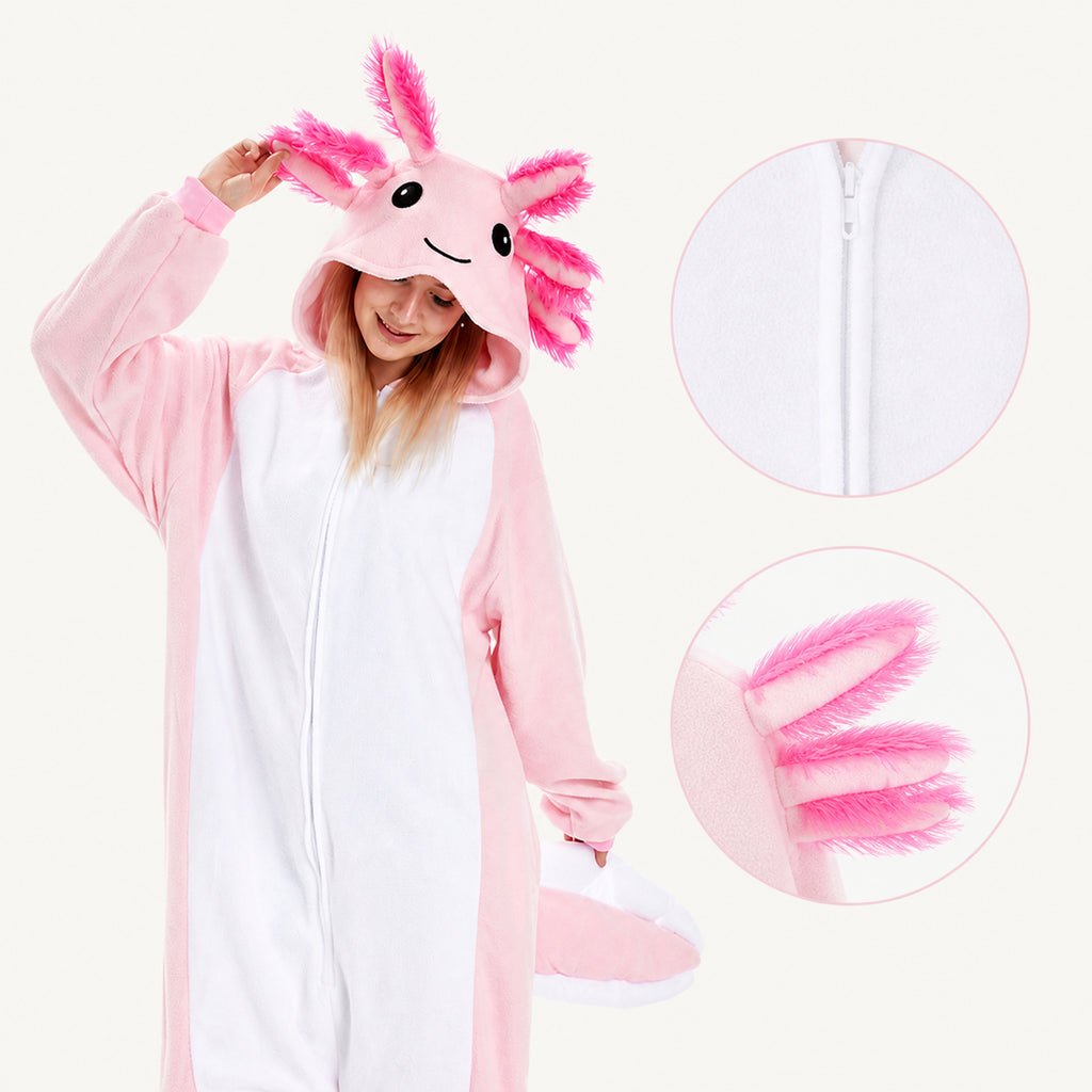 Pink Axolotl Kigurumi Onesie - feature details