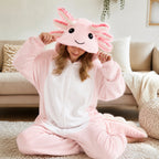 Pink Axolotl Kigurumi Onesie - lifestyle