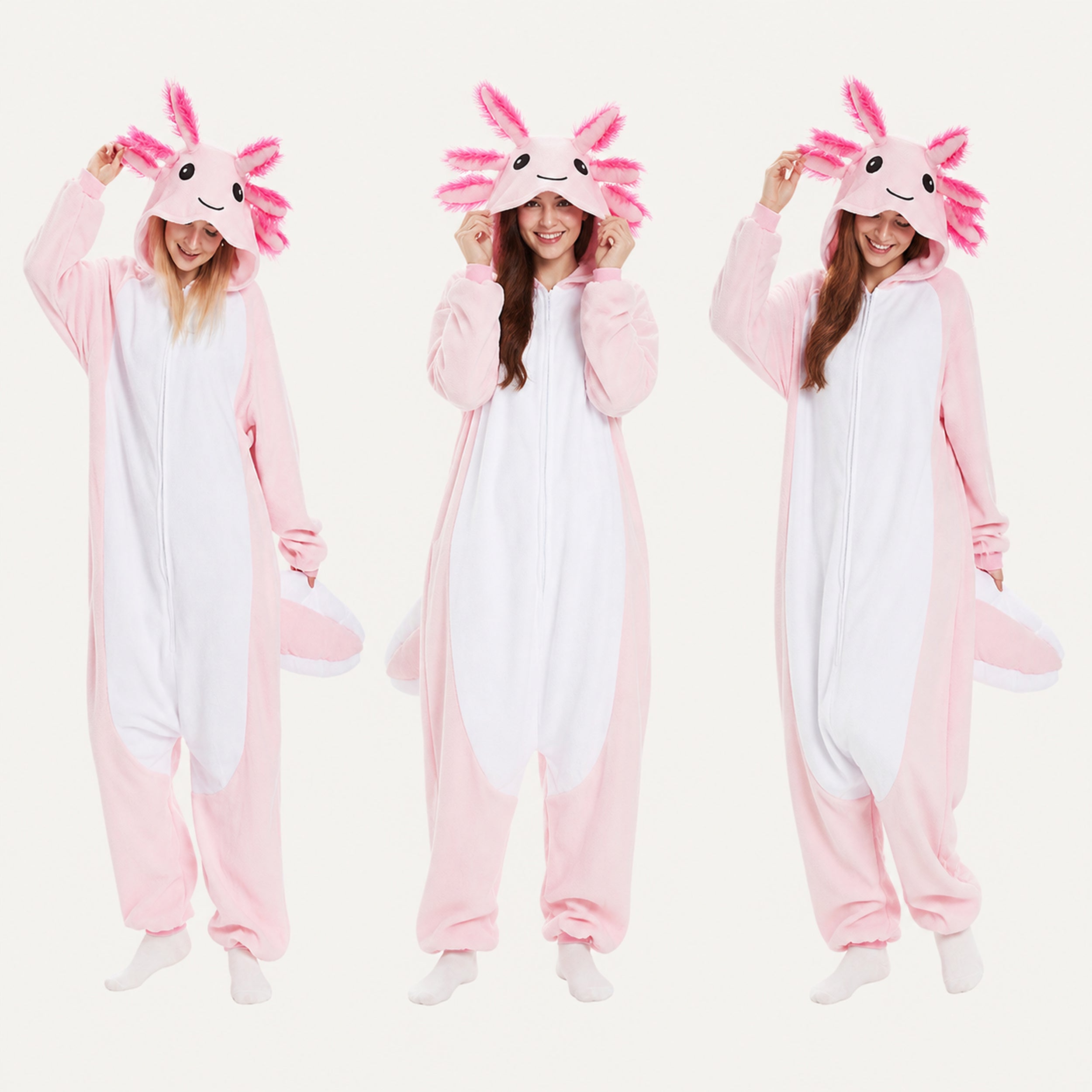 Pink Axolotl Kigurumi Onesie - variant lineup