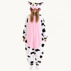 Pink Belly Cow Kigurumi Onesie - front view