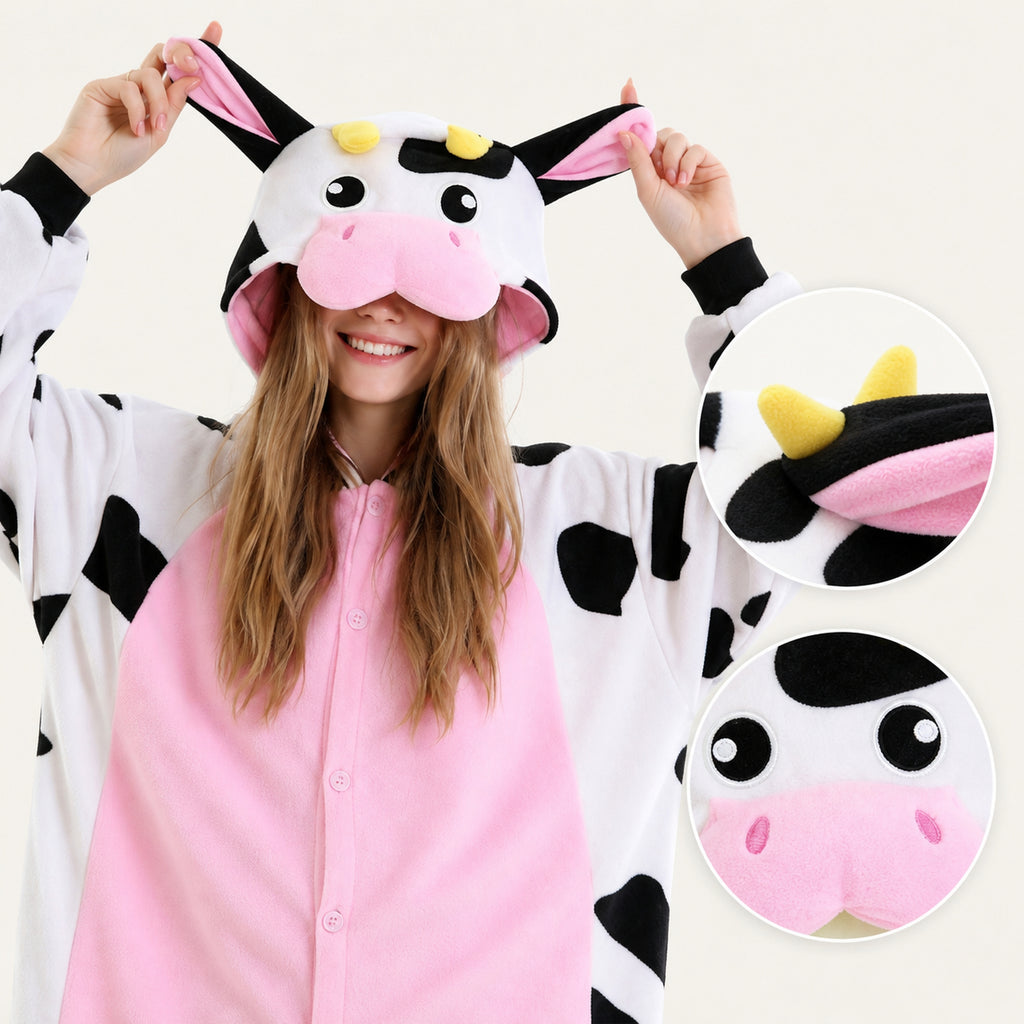 Pink Belly Cow Kigurumi Onesie - character detail