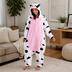 Pink Belly Cow Kigurumi Onesie - lifestyle