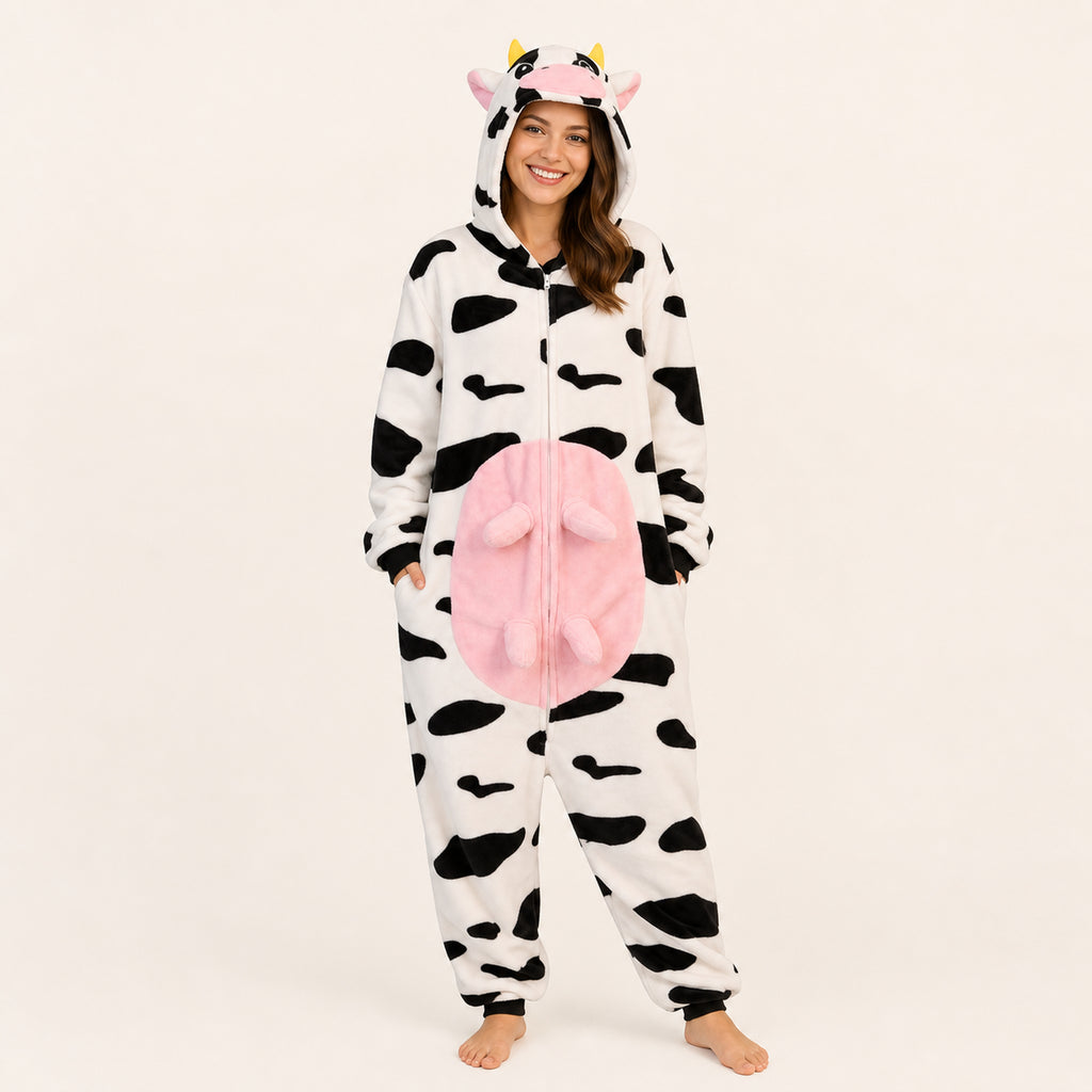 Leoxa pink cow kigurumi onesie – 01 hero