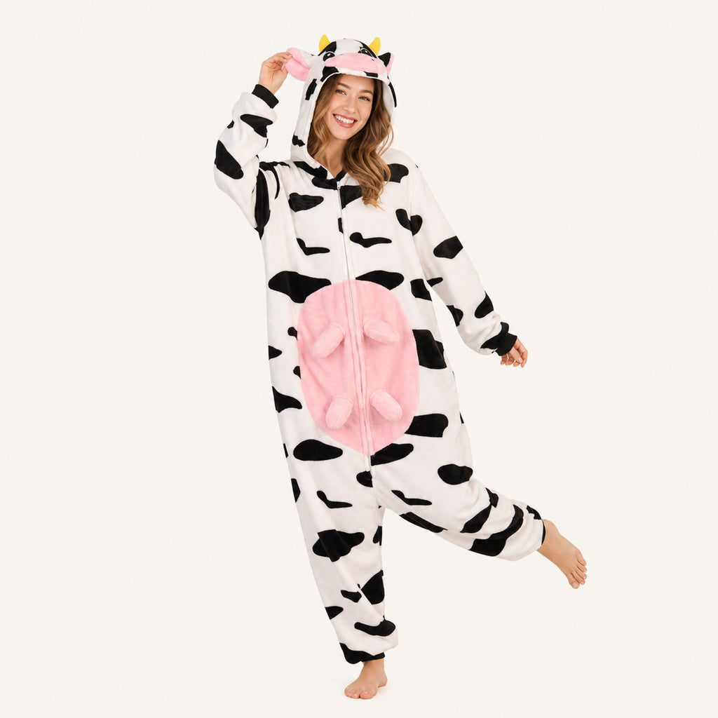 Leoxa pink cow kigurumi onesie – 02 dynamic look