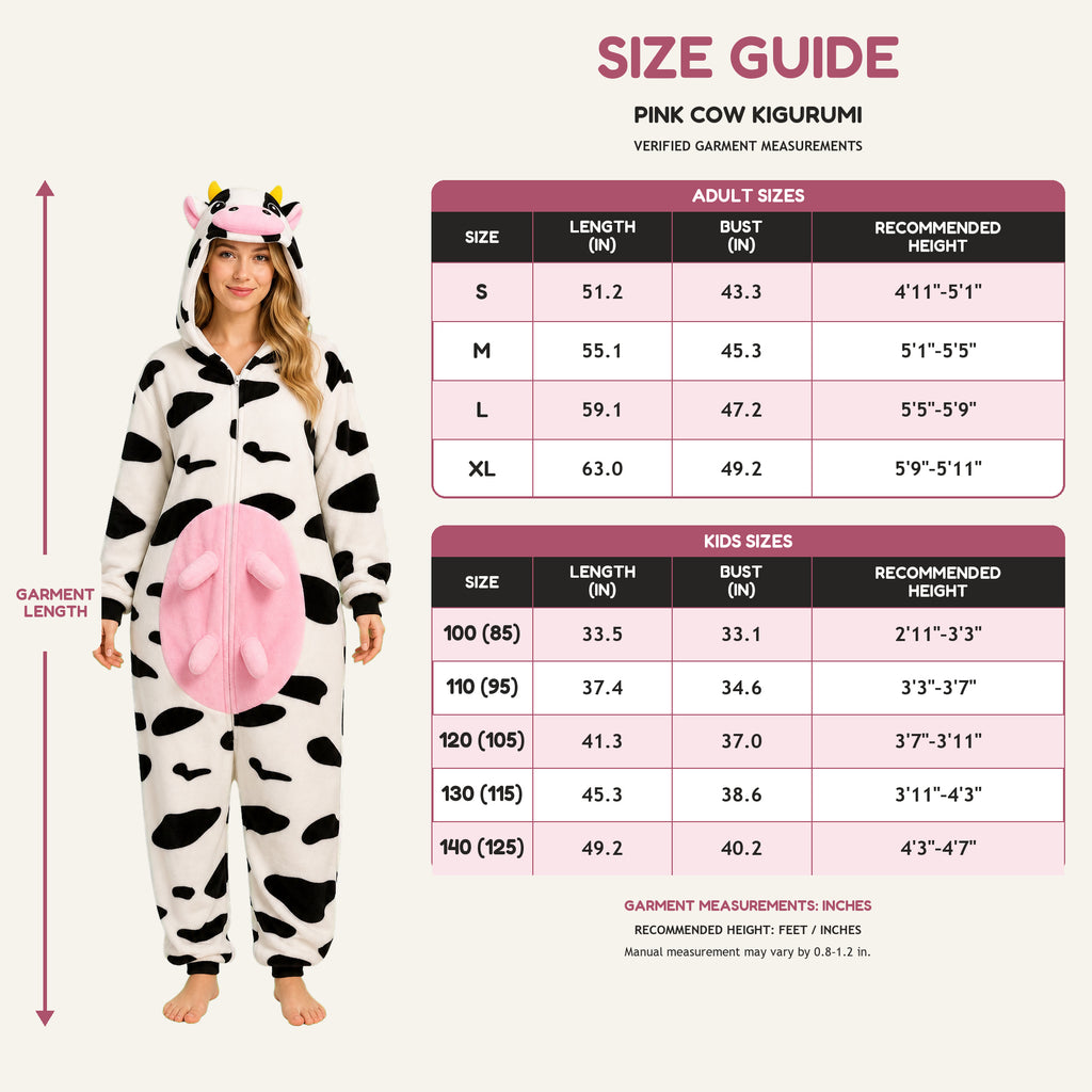 Leoxa pink cow kigurumi onesie – 08 fit reference