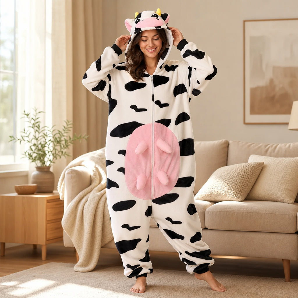 Leoxa pink cow kigurumi onesie – 09 lifestyle