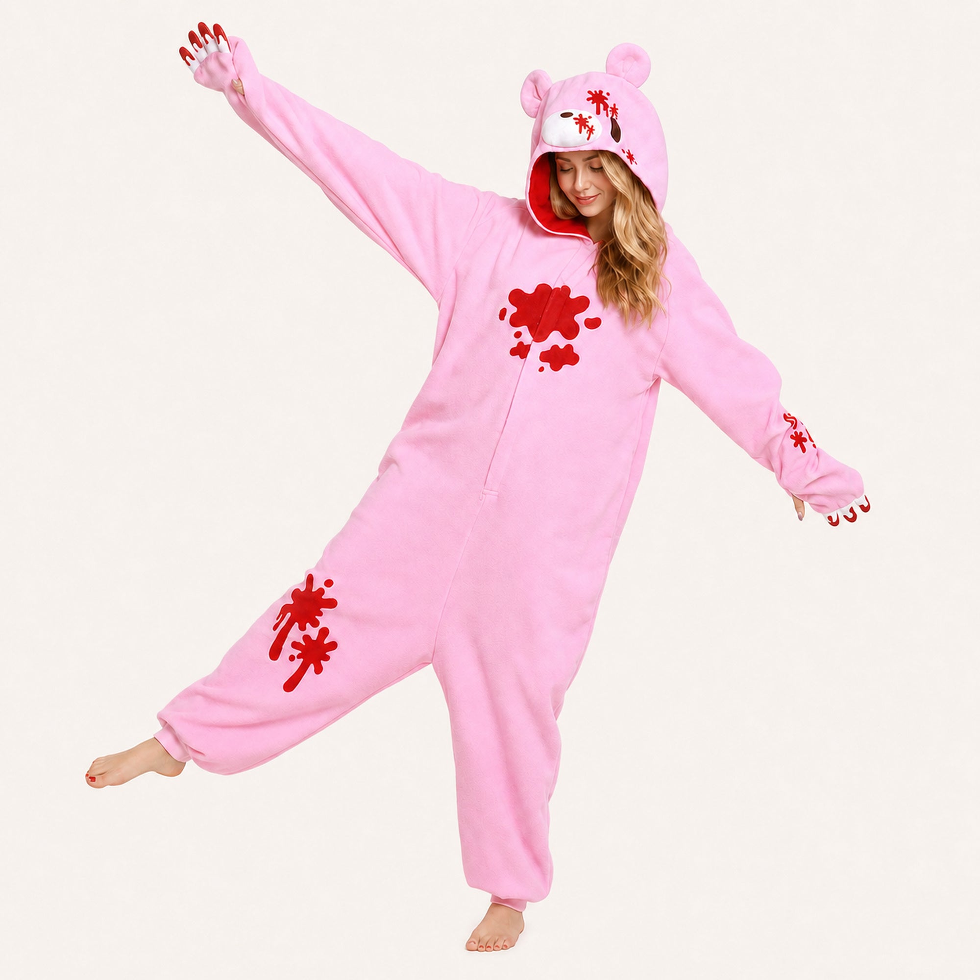 Pink graphic bear kigurumi dynamic look