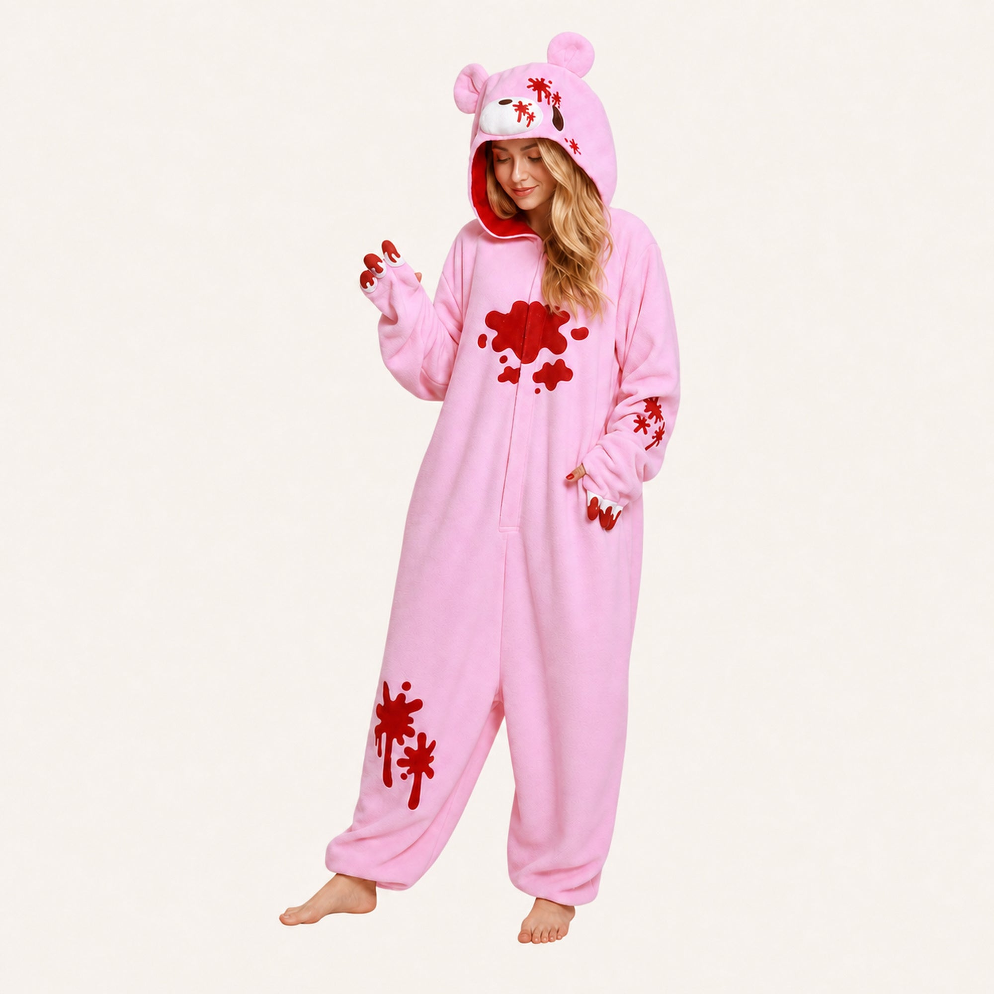 Pink graphic bear kigurumi second look