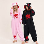 Pink graphic bear kigurumi matching colors