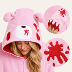 Pink graphic bear kigurumi character detail