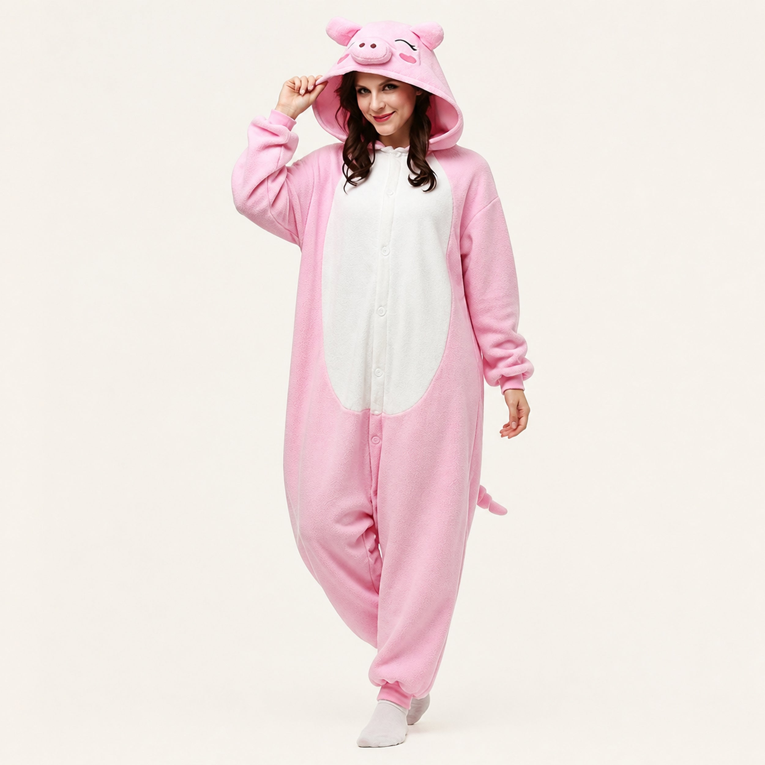 Pink Pig Kigurumi Onesie - dynamic look