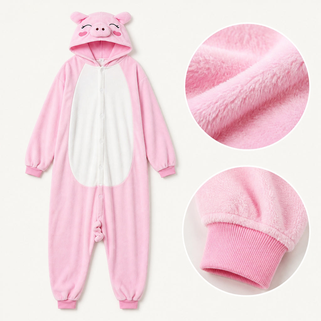 Pink Pig Kigurumi Onesie - fabric detail