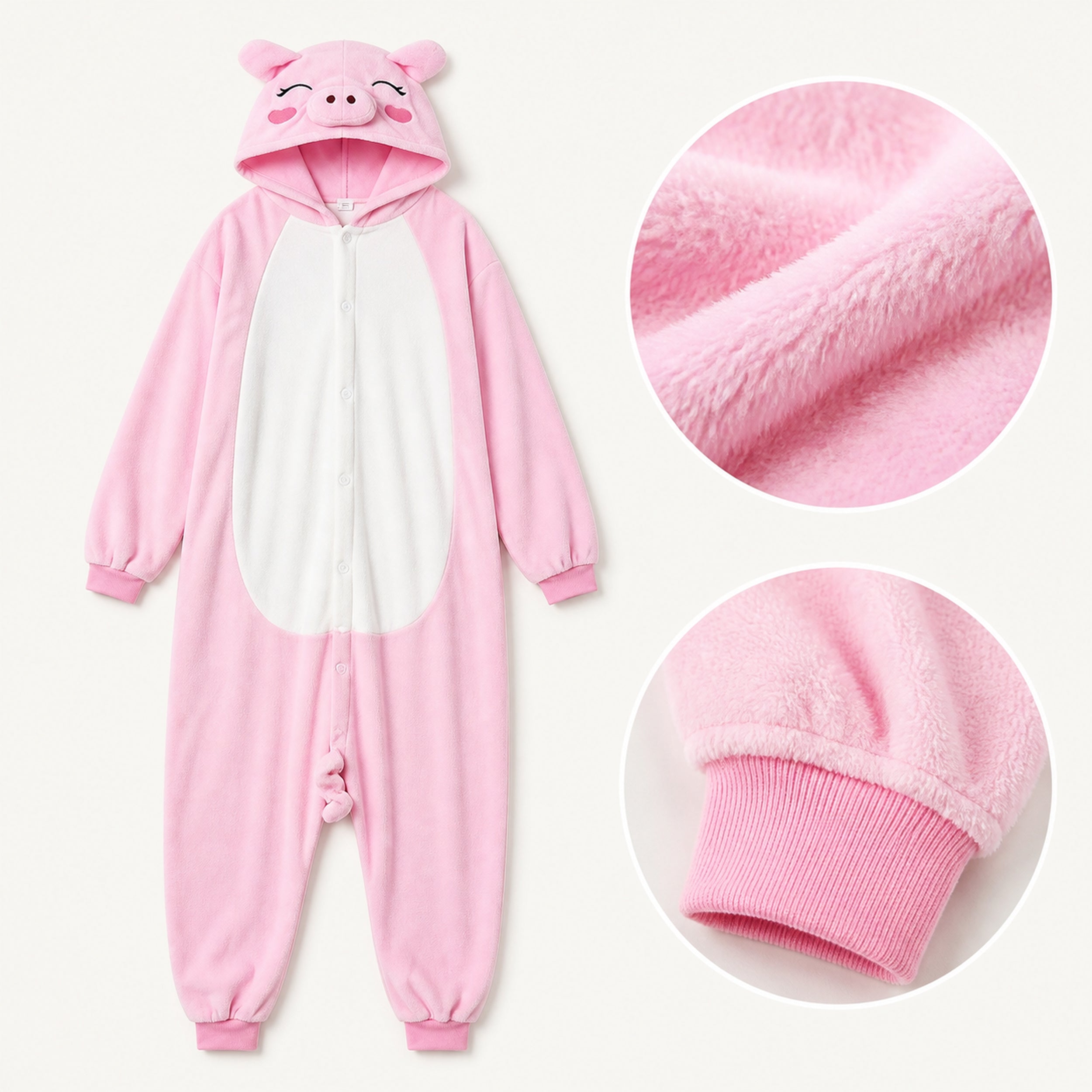 Pink Pig Kigurumi Onesie - fabric detail