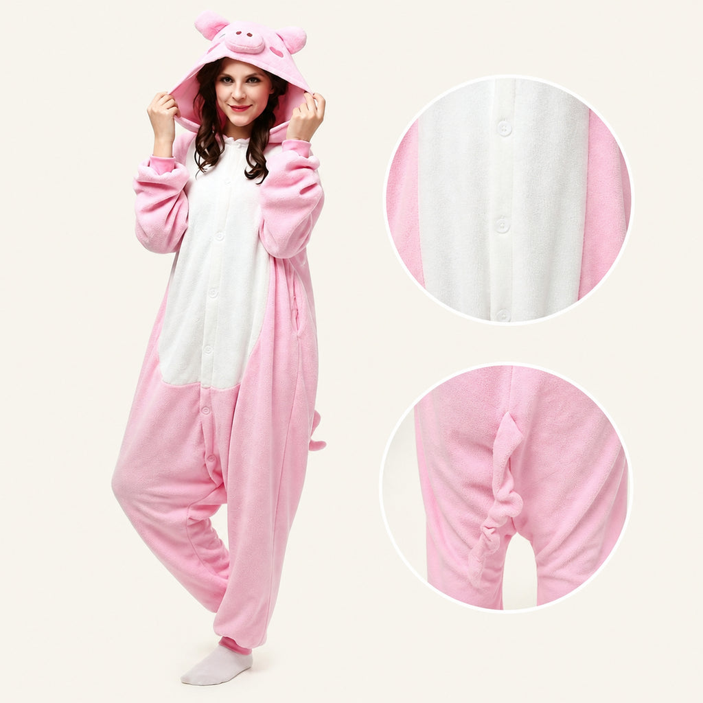 Pink Pig Kigurumi Onesie - feature details