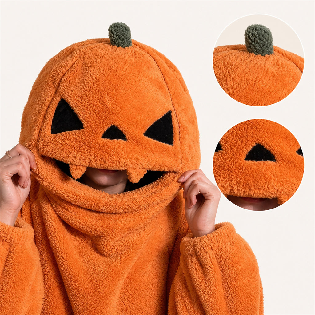 Plush pumpkin kigurumi character detail