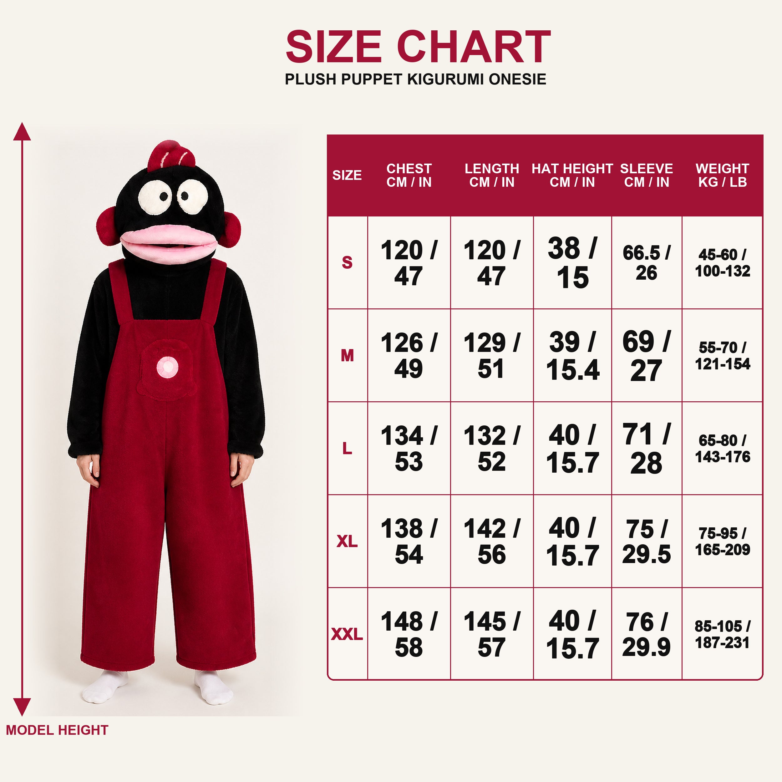 Plush Puppet Character Kigurumi Onesie fit reference