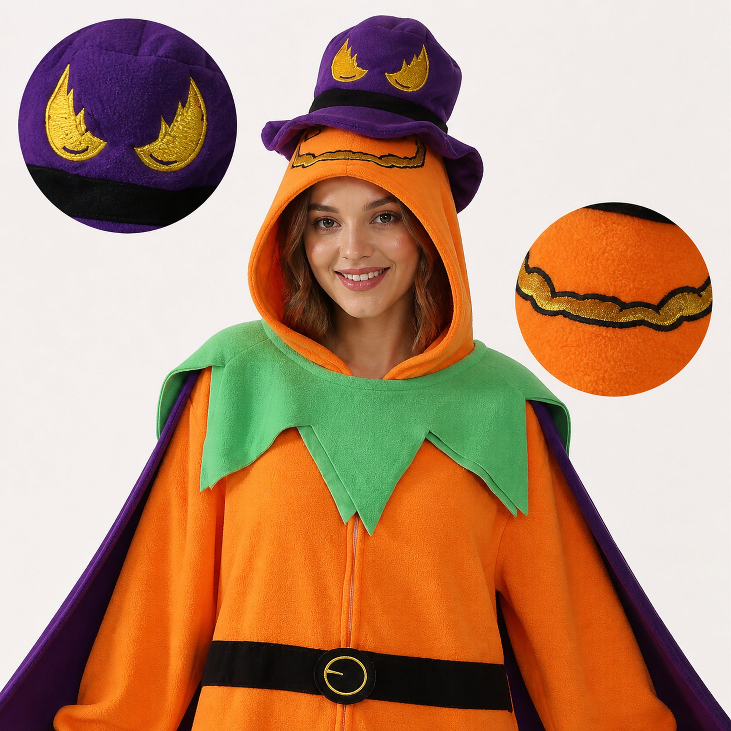 Pumpkin Wizard Kigurumi Onesie - character detail