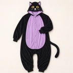 Leoxa black and purple cat kigurumi onesie — 07 feature details